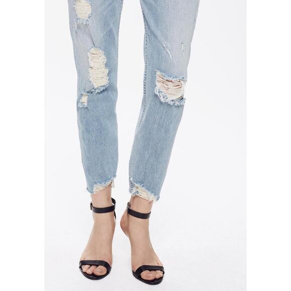 MOTHER The Sinner Distressed Cropped Jeans Thanks for Nothin Light Wash size 27 - Picture 5 of 11